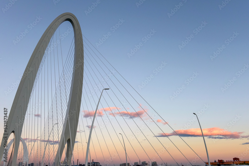 Obraz premium cable-stayed bridge over river yongding 