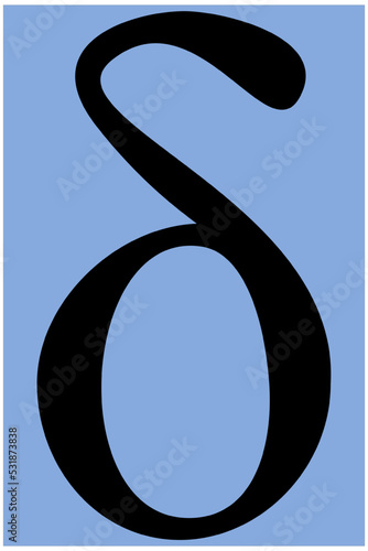 The greek letter delta on light blue background