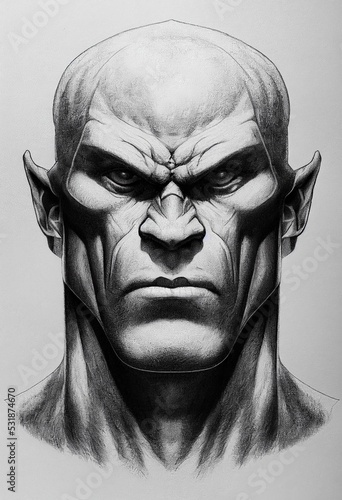 Illustration of an orc in black and white Fototapet