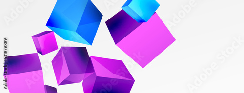 3d cubes vector abstract background. Composition of 3d square shaped basic geometric elements. Trendy techno business template for wallpaper, banner, background or landing