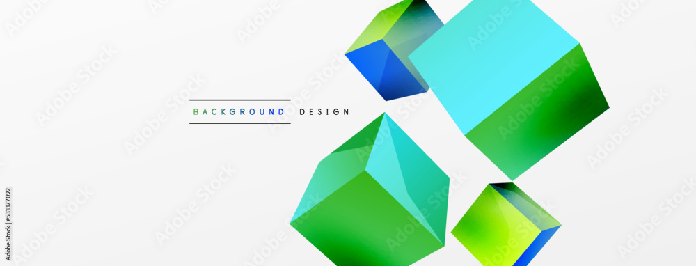 3d vector abstract background. Flying cubes composition. Trendy techno business template for wallpaper, banner, background or landing 3d vector abstract background. Flying cubes composition. Trendy techno business template for wallpaper, banner, background or landing
