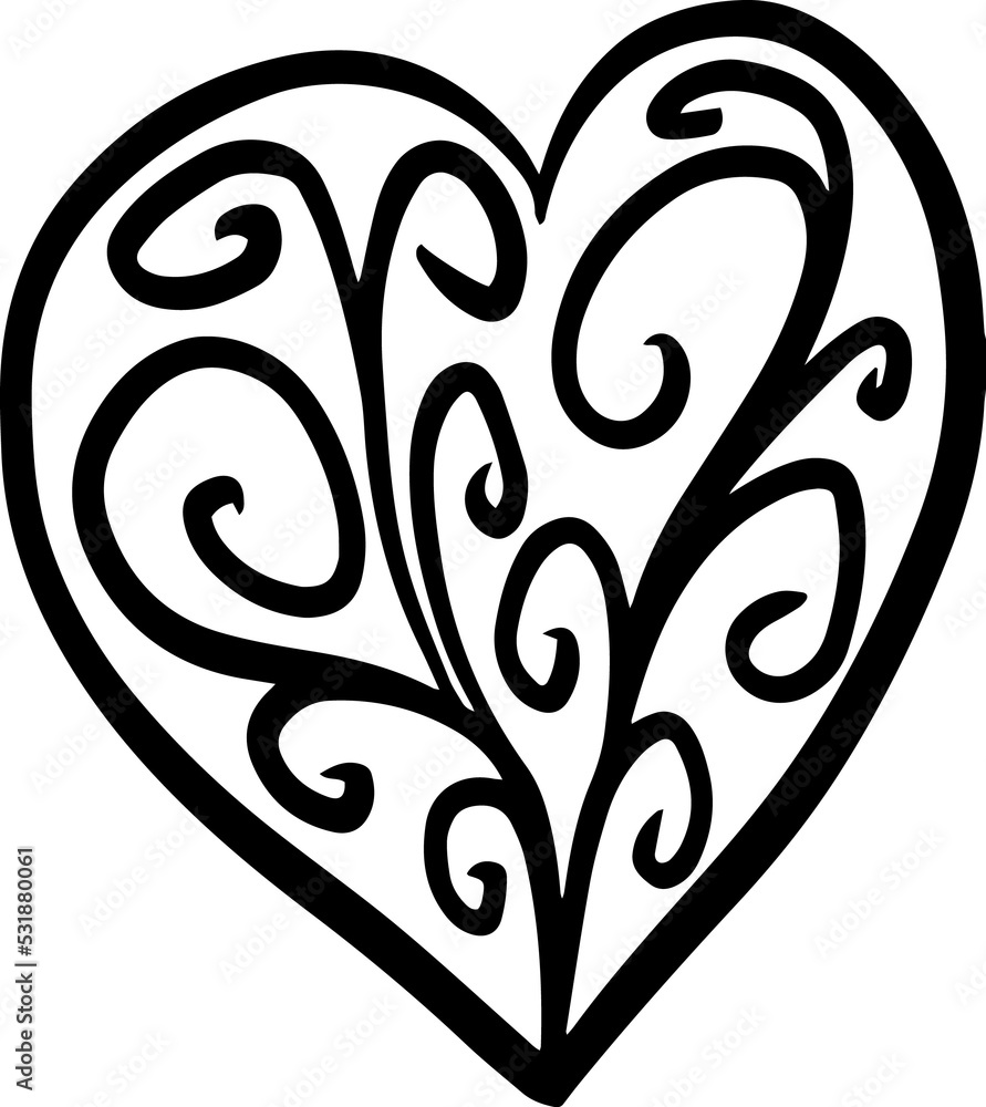 Heart Ornate Line Art
