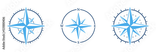 Windrose Silhouette Icon Set. Compass Nautical Navigator Cartography Glyph Pictogram. Rose Wind Navigator Icon. Adventure Direction to North South West East Sign. Isolated Vector Illustration