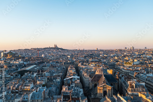 Parisian Rooftops Landscape Panoramic photo from above in Paris, France