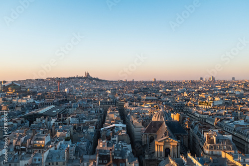 Parisian Rooftops Landscape Panoramic photo from above in Paris  France