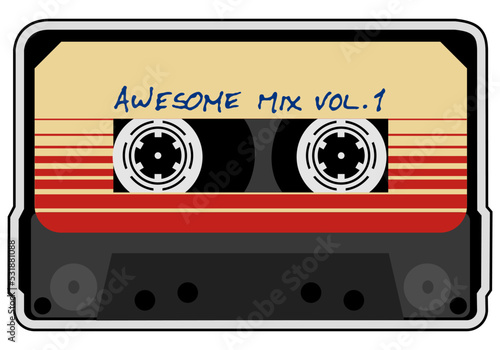 Music, tape, cassette, Awesome mix Vol. 1, retro, 80s, 90s, isolated