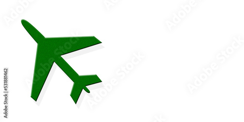Green airplane icon isolated on white background.