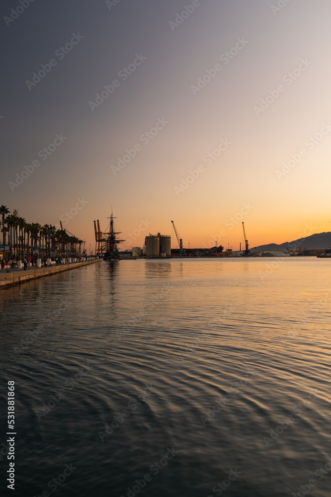 Sunset landscape panoramic view in Málaga, Spain Sunset landscape panoramic view in Málaga, Spain