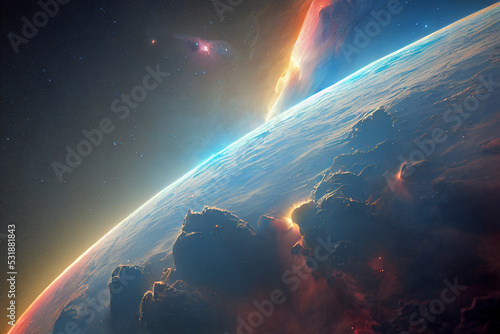 3d rendered Space Art: Alien Planet - A Fantasy Landscape with purple skies.
