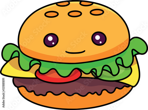 Cute burger sandwich kawaii sticker