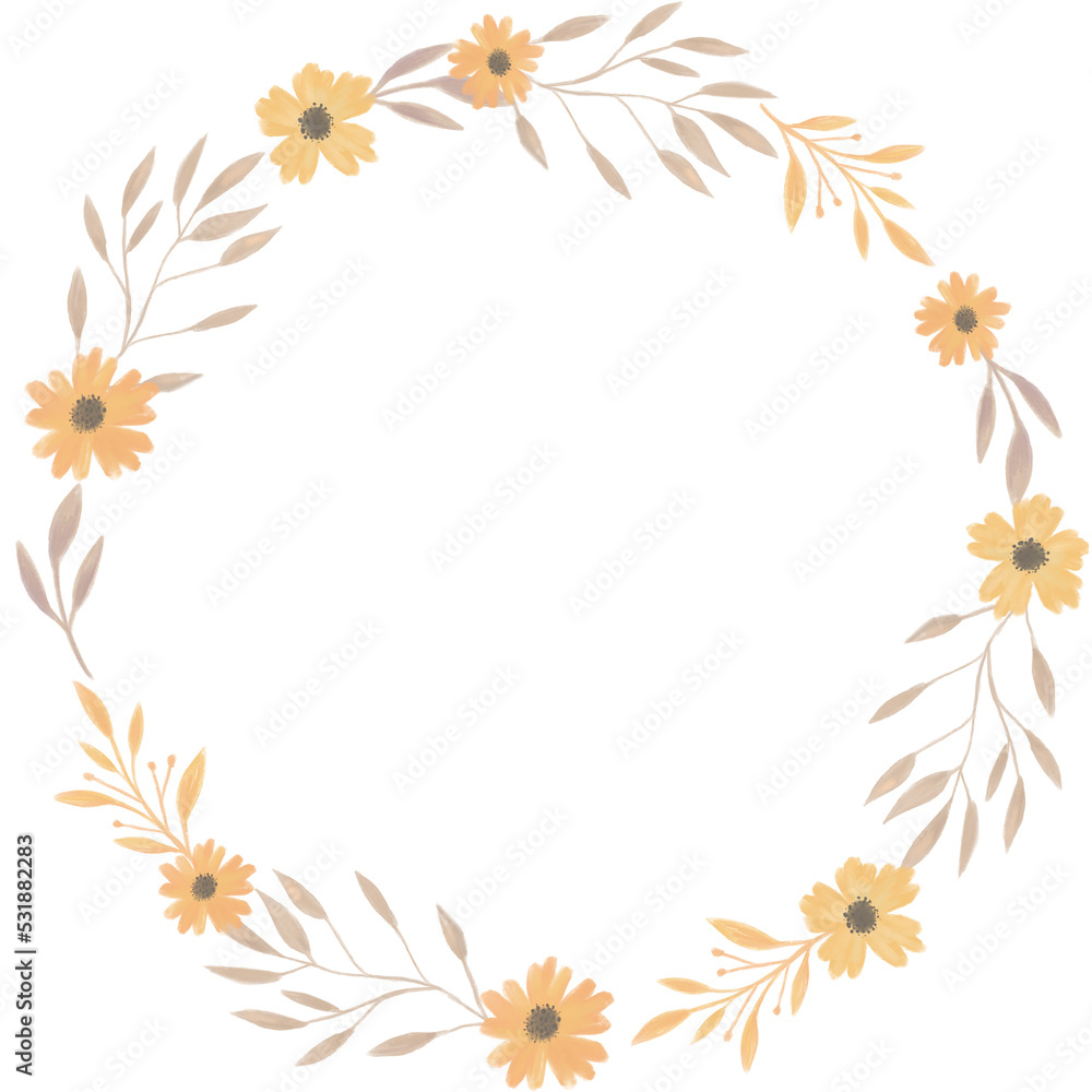 Delicate flower wreath. Floral frame isolated on background. For invitations, greeting cards, prints, posters,