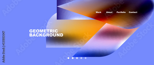 Glassmorphism landing page background template. Colorful glass shapes with metallic effect abstract composition for wallpaper, banner, background