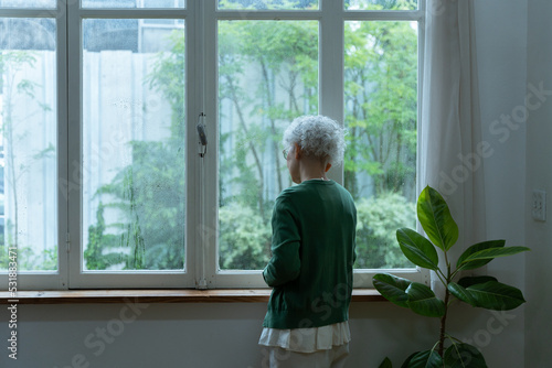 悲しいシニア女性（不安・悩み・ストレス）