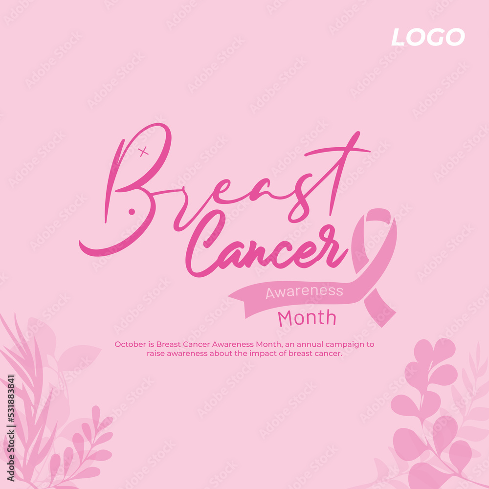 Breast cancer awareness month pink ribbon banner illustration