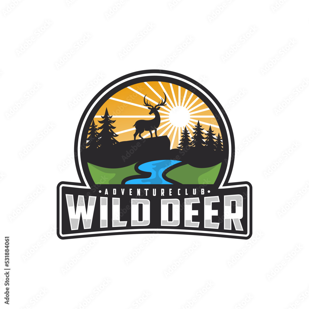 Wild deer vector logo illustration