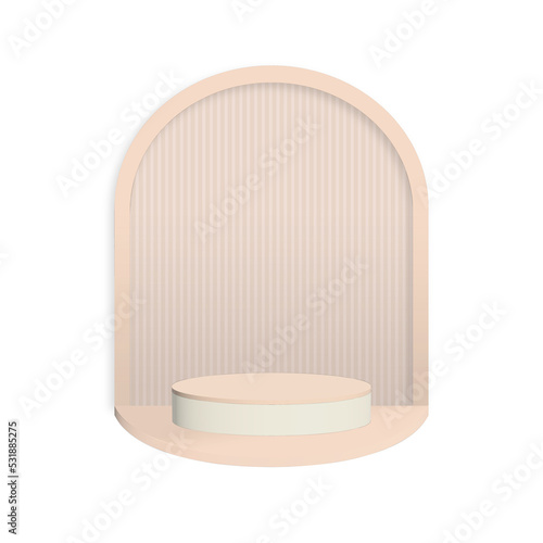 3D display, beige round stage, product presentation illustration