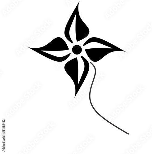Black Flower On White Background Vector Illustrations