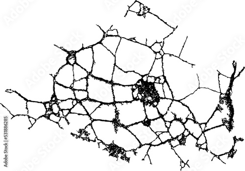 Crack in the wall. Grunge vector background.