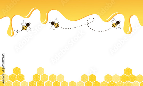 Beehive honeycomb with bee cartoons on white background vector illustration.