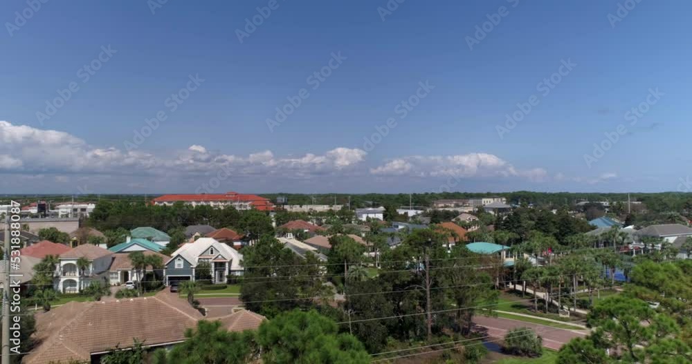Drone shot over historic downtown Pensacola in Florida on a very cloudy and sunny day Drone shot over historic downtown Pensacola in Florida on a very cloudy and sunny day