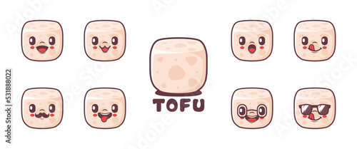 Tofu cartoon. food vector illustration