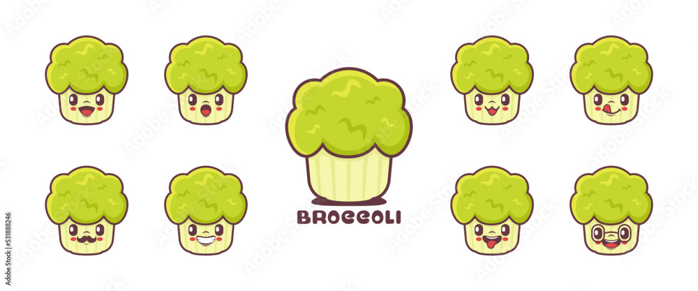 Obraz premium Broccoli cartoon. vegetable vector illustration