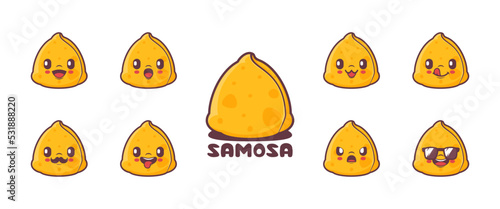 Samosa cartoon. Asian famous food vector illustration