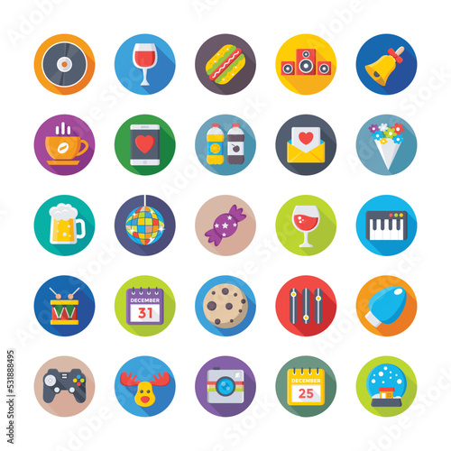 Christmas, Party and Celebrations Vector Icons 