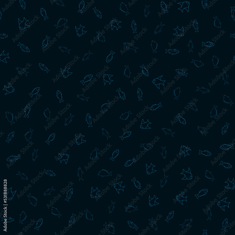 Fish Seamless Pattern Background. Vector illustration backdrop.