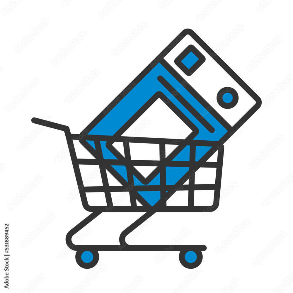 Shopping Cart With Microwave Oven Icon Shopping Cart With Microwave Oven Icon