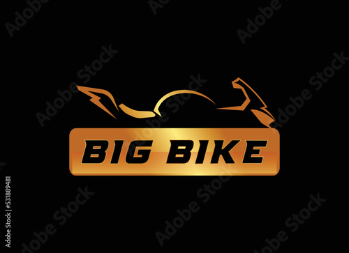 Motosport Logo Designs Inspiration. Motorcycle Logo in gold style