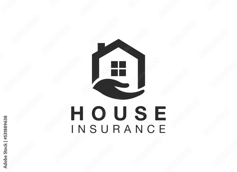 Minimalist house insurance logo. Financial prospect logo design template. 