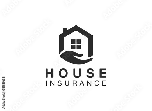 Minimalist house insurance logo. Financial prospect logo design template. 