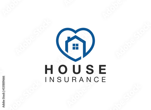Minimalist house insurance logo. Financial prospect logo design template. 
