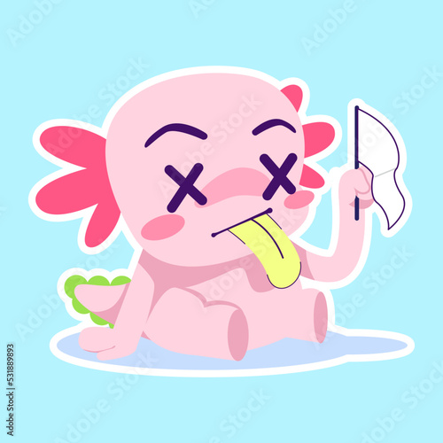cute axolotl sticker vector set © soulgie