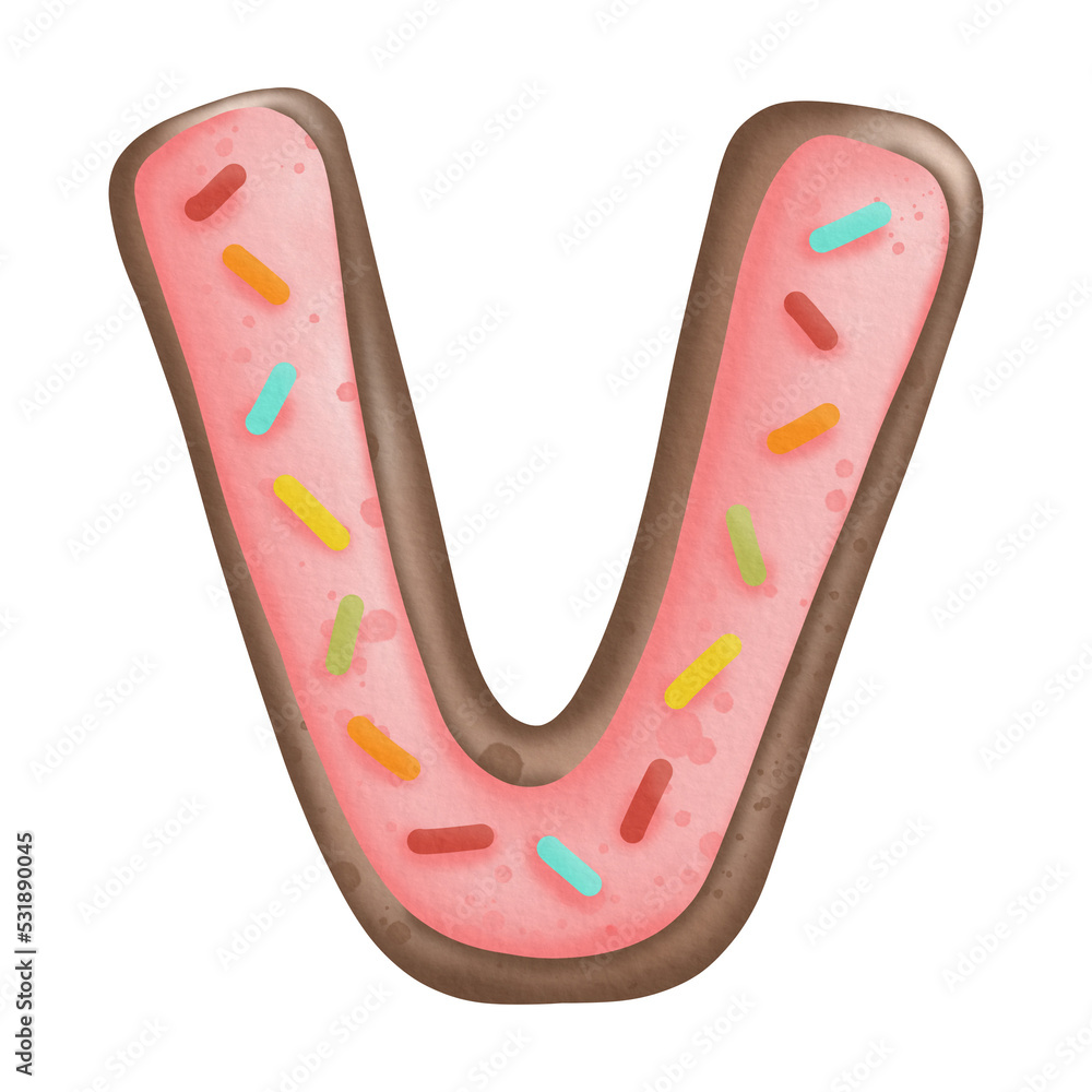 Watercolor Cookies Alphabet V