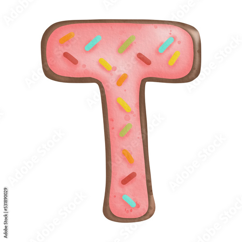 Watercolor Cookies Alphabet T