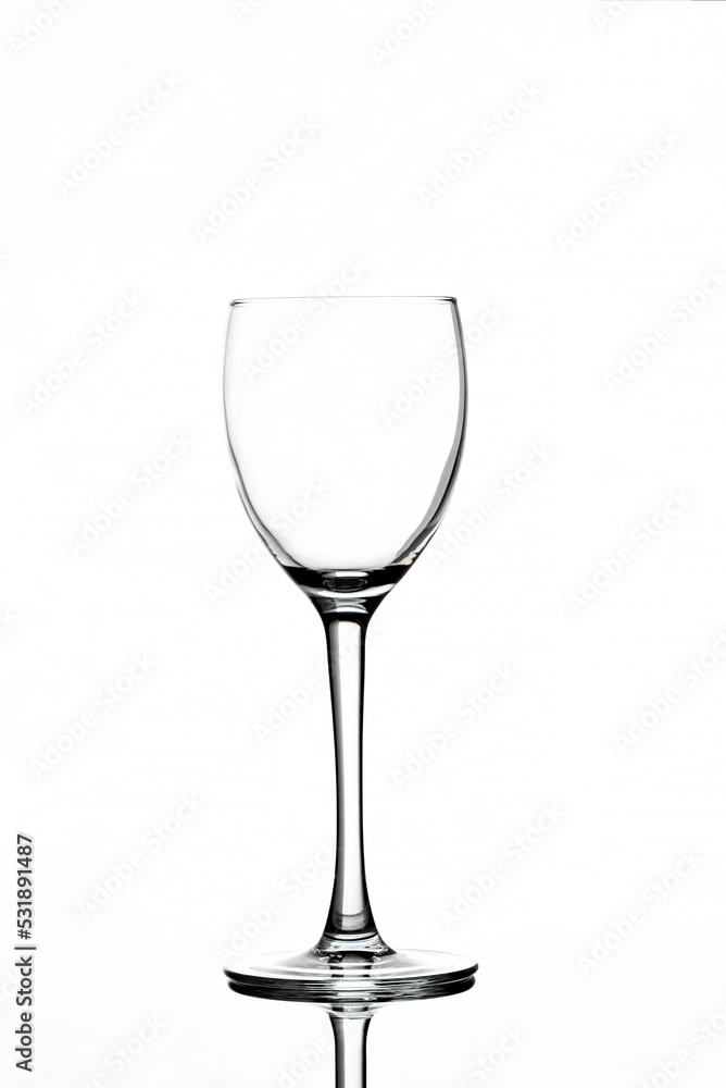 Empty wine glass isolated on white background.