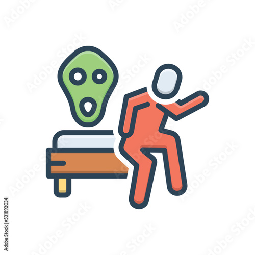 Color illustration icon for scared