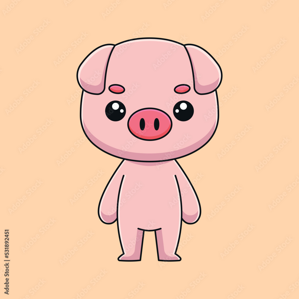 cute pig cartoon doodle art hand drawn concept vector kawaii icon illustration