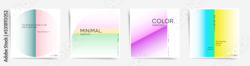 Wallpaper Mural Japanese text - Minimal colorful cover. Minimal colorful square cover set. Trendy mesh design template. Dynamic soft post layout. Mesh gradient colors and white design backgrounds. Vector. Torontodigital.ca