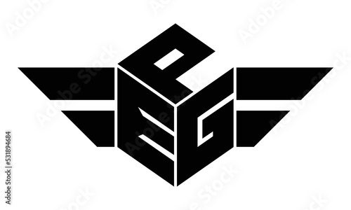 PEG three letter gaming logo in polygon cube shape logo design vector template. wordmark logo | emblem logo | monogram logo | initial letter logo | sports logo | minimalist logo | typography logo |