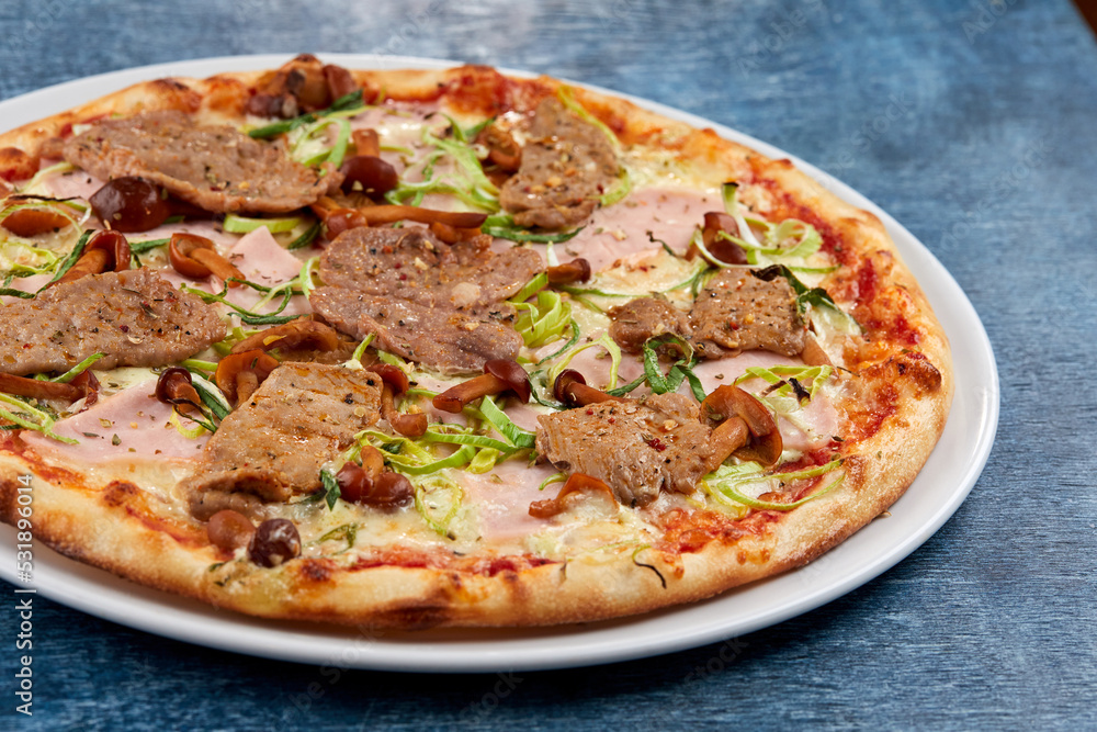 italian pizza on the white plate italian pizza on the white plate