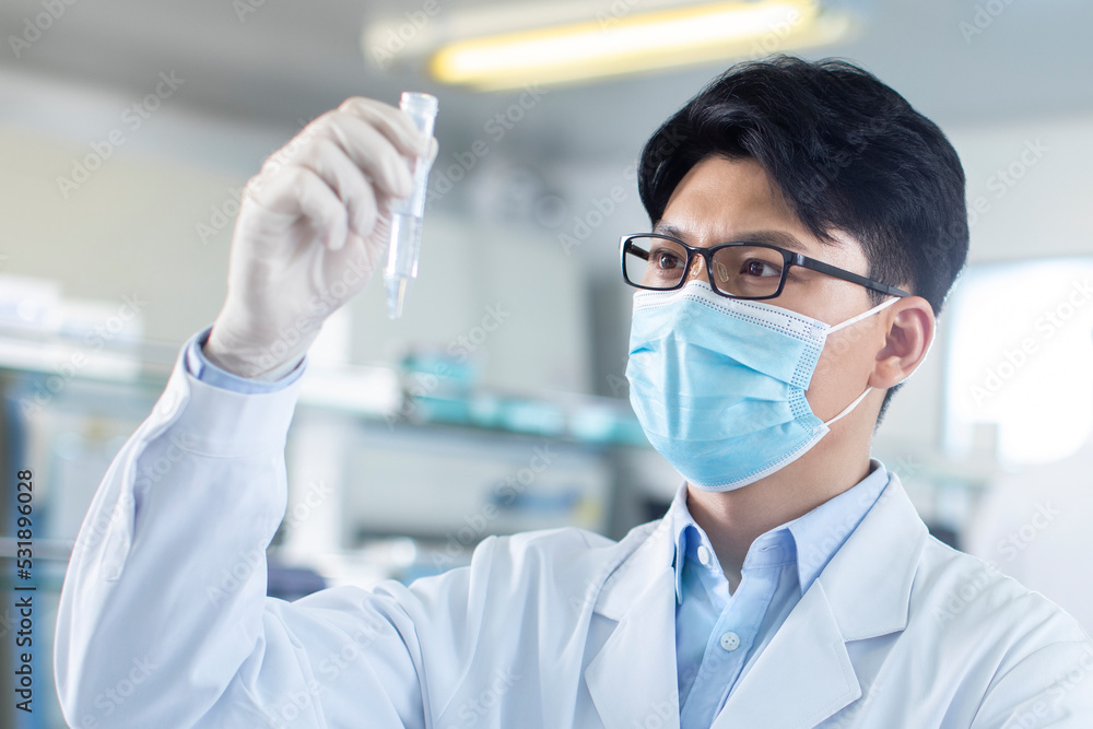Scientist examining medical sample in laboratory Scientist examining medical sample in laboratory