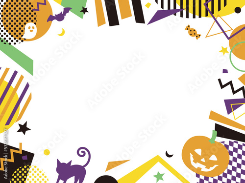 ポップでカラフルなハロウィンのメッセージカード　フレーム　枠　ハロウィーン　イラスト