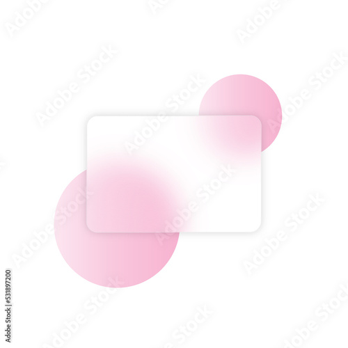 Abstract geometric shapes square frosted glass texture overlay on pink gradient circle isolated on transparent in modern style for background, banner, name card, credit card.