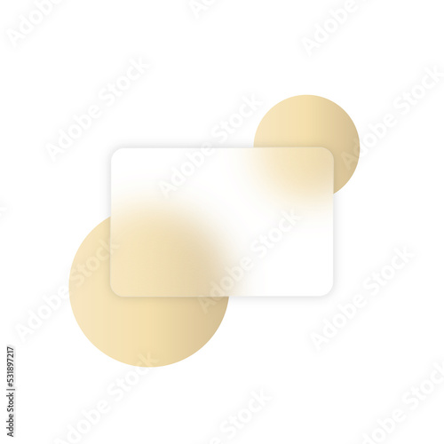 Abstract geometric shapes square frosted glass texture overlay on gold gradient circle isolated on transparent in modern style for background, banner, name card, credit card.