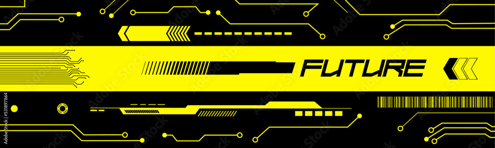 Futuristic Graphic Card Motherboard Design | Cyberpunk Layout Template | Electronic Interface and VR pattern