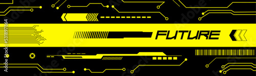 Obraz na płótnie Futuristic Graphic Card Motherboard Design | Cyberpunk Layout Template | Electronic Interface and VR pattern w salonie
