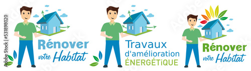 Travaux d' amélioration énergétique de l'habitat, tenir dans sa main une maison, concept économie d'énergie
